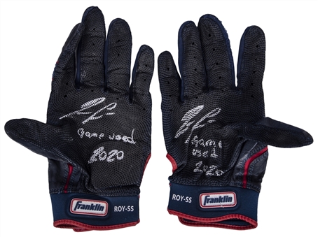 2020 Ronald Acuna Game Used and Signed/Inscribed Franklin Batting Gloves with "Game Used 2020" Inscription - Silver Slugger Season! (Acuna COA)